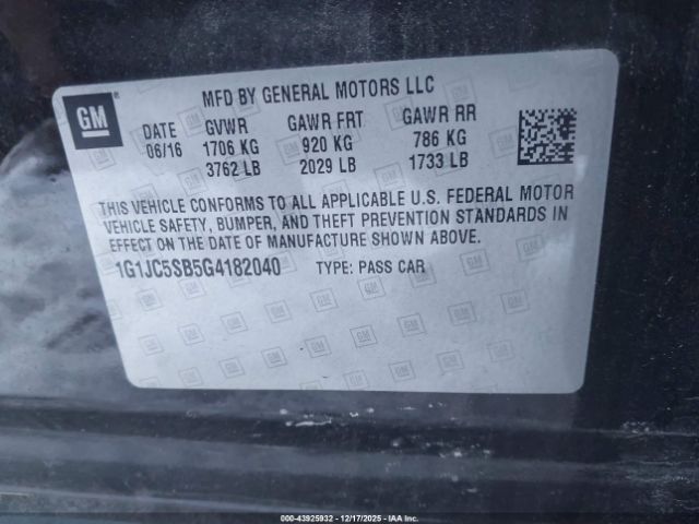 Chevrolet Sonic Lt Auto Image 15